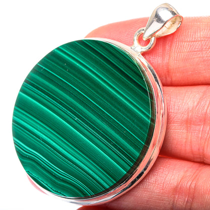 Malachite Coin Pendant 1 7/8" (925 Sterling Silver) PD38537