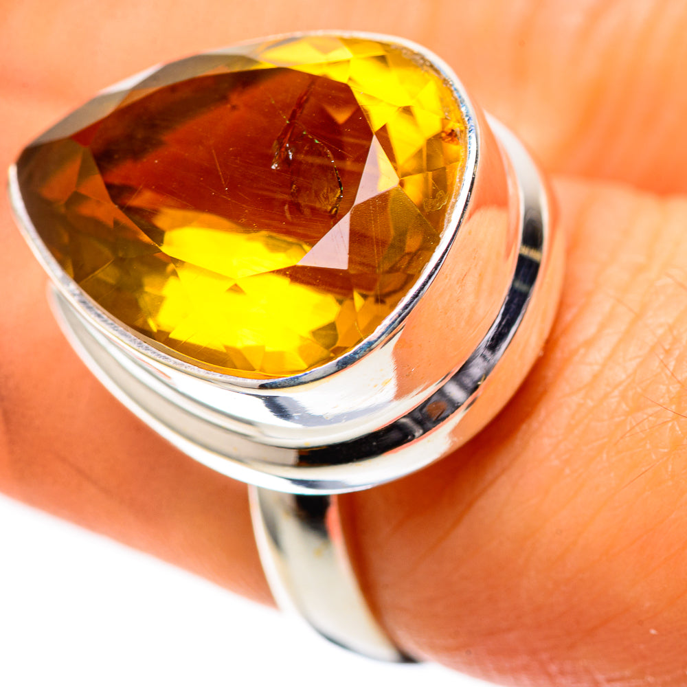 925 sterling silver ring with faceted oval citrine gemstone