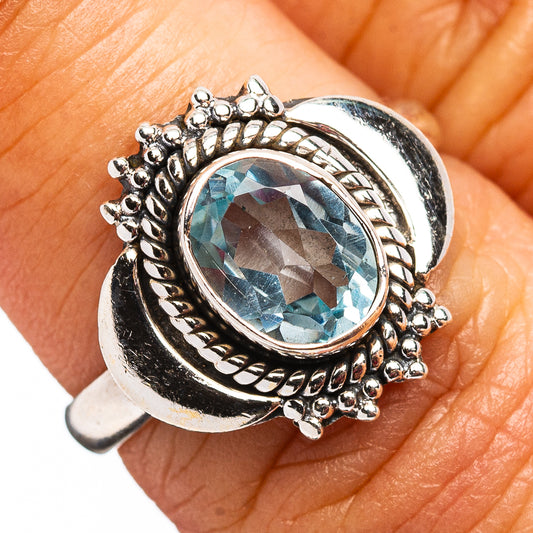 Blue Topaz Ring Size 6.5 (.925 Sterling Silver)