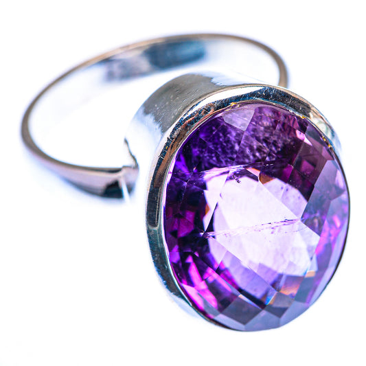 Large Faceted Amethyst Ring Size 10 (925 Sterling Silver) RING140255