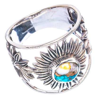 Blue Copper Composite Turquoise Ring Size 7.75 (925 Sterling Silver) R4784