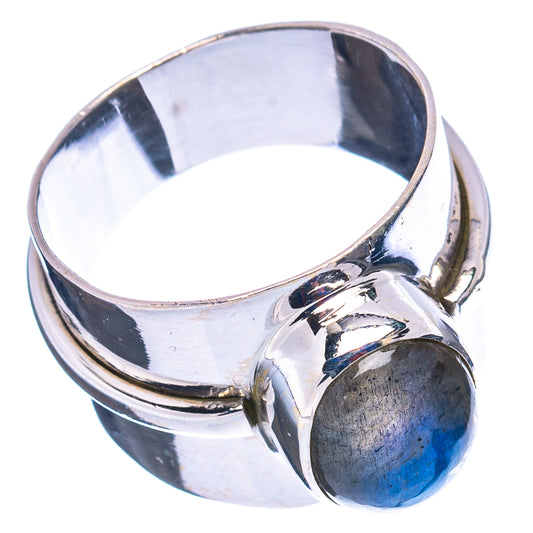 Oval blue labradorite gemstone set in polished 925 sterling silver ring band