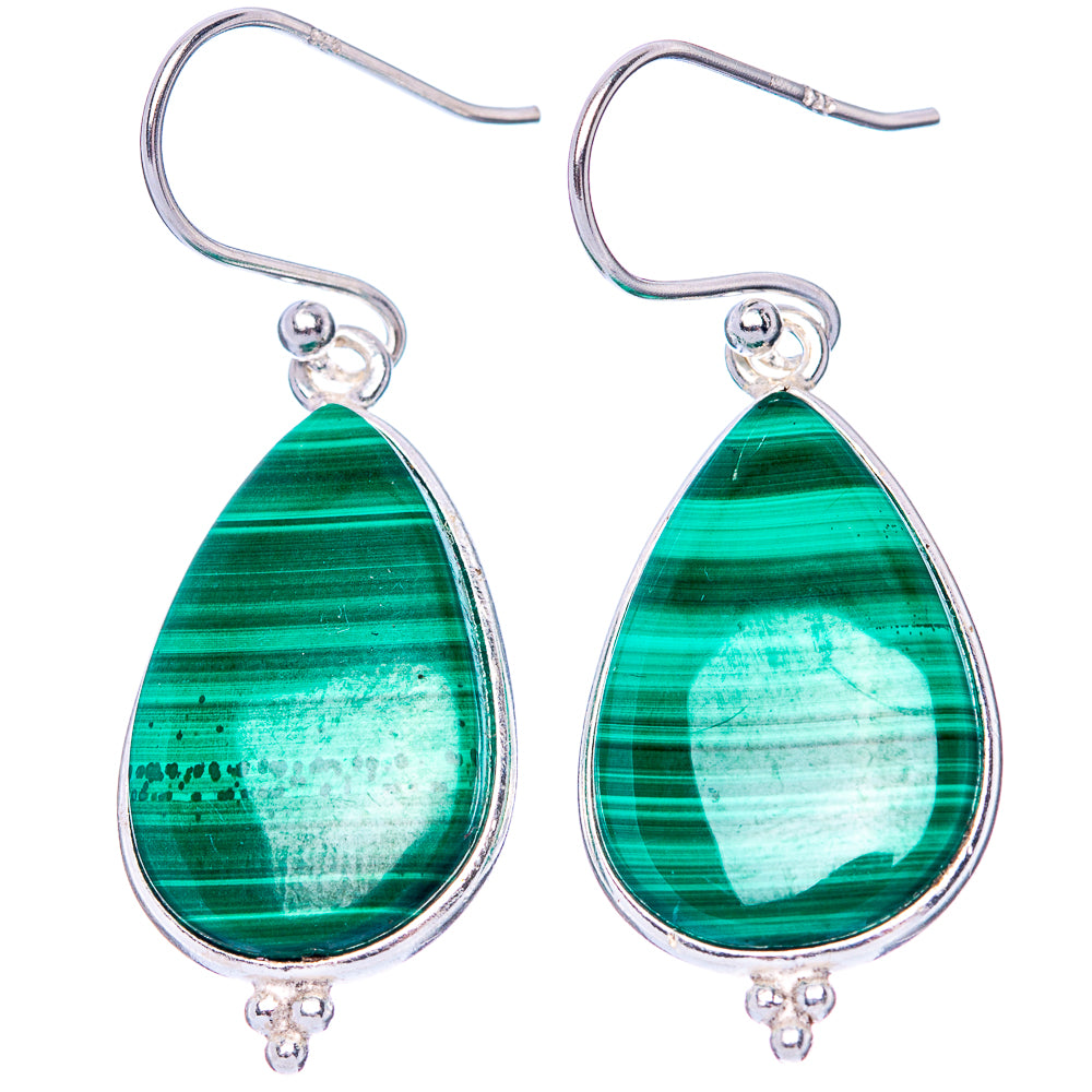 Malachite Earrings 1 1/2" (925 Sterling Silver) E1465