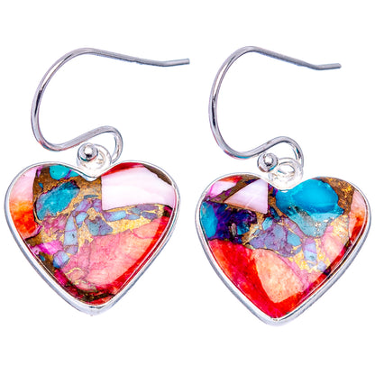 Pink Dahlia Mohave Turquoise Earrings 1 1/8" (.925 Sterling Silver)