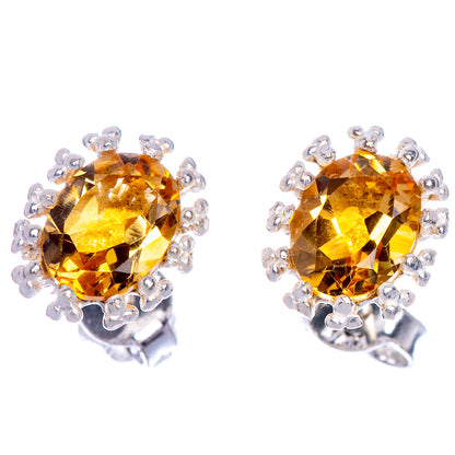Faceted Citrine EarDainty Rings 3/8" (925 Sterling Silver) E433527