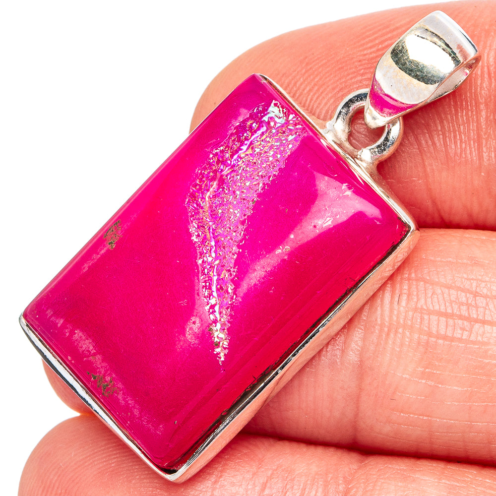 Pink Quartz Druzy Pendants 1 3/8" (925 Sterling Silver) P43265