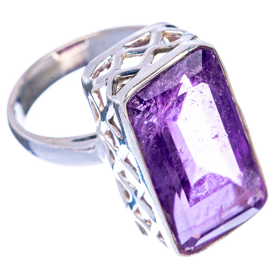 Large Faceted Amethyst Ring Size 6.75 (925 Sterling Silver) R144821