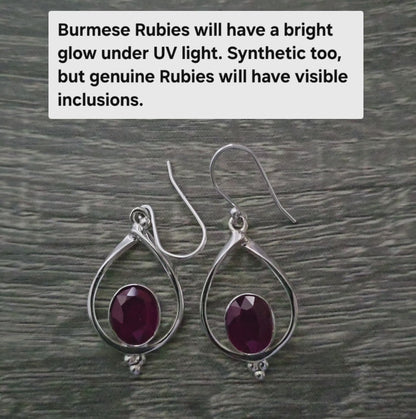 Premium 8 cttw Burmese Glass Filled Ruby Earrings 1 5/8" (.925 Sterling Silver)