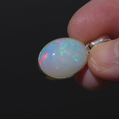 Ethiopian Opal Pendant 1 1/8" (.925 Sterling Silver)