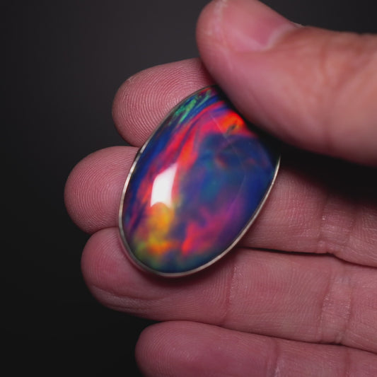 Aurora Opal Pendant 1 3/4" (.925 Sterling Silver)