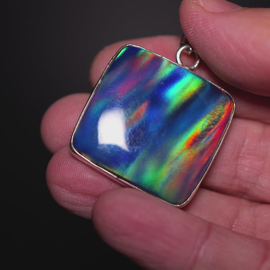 Aurora Opal Pendant 1 1/2" (.925 Sterling Silver)