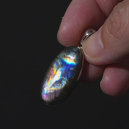 Spectrolite  Pendant 1 5/8" (.925 Sterling Silver)