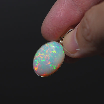 Ethiopian Opal Pendant 1 1/4" (.925 Sterling Silver)