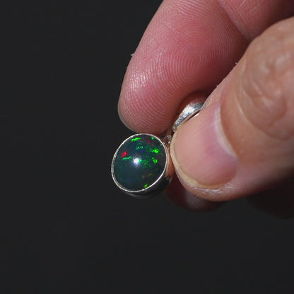 Black Ethiopian Opal Pendant 3/4" (.925 Sterling Silver)