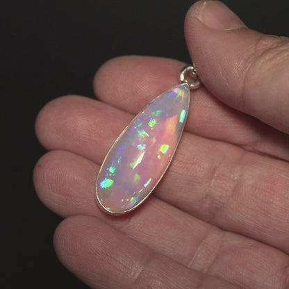 16.5ct Ethiopian Water Opal Pendant 1 3/4" (.925 Sterling Silver)