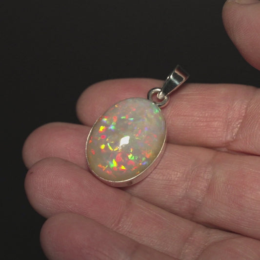 19.25ct Ethiopian Opal Pendant 1 1/2" (.925 Sterling Silver)