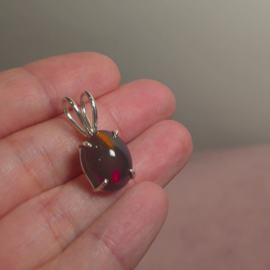 5.35ct Premium Black Ethiopian Opal Pendant 1" (.925 Sterling Silver)
