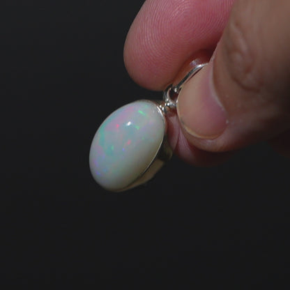 Ethiopian Opal Pendant 1 1/8" (.925 Sterling Silver)