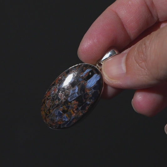 Pietersite Pendant 1 3/4" (.925 Sterling Silver)