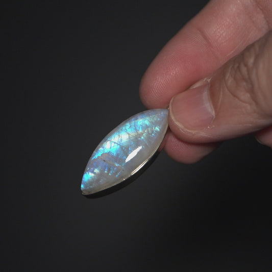 Large AAA Rainbow Moonstone Pendant 1 3/4" (.925 Sterling Silver)