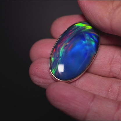 Aurora Opal Pendant 1 7/8" (.925 Sterling Silver)