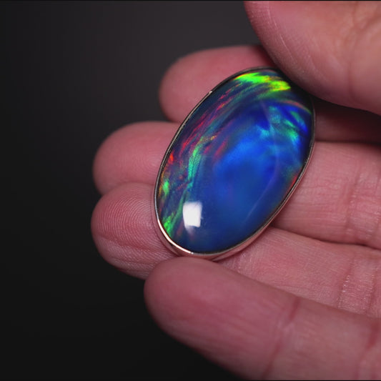 Aurora Opal Pendant 1 7/8" (.925 Sterling Silver)