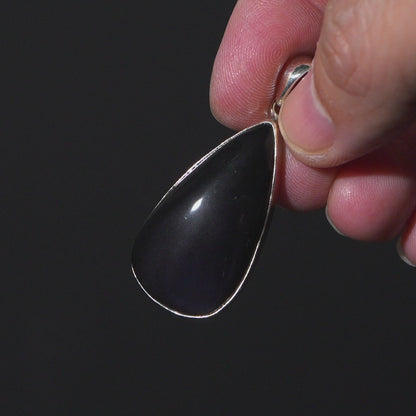 Rainbow Obsidian Pendant 1 7/8" (.925 Sterling Silver)