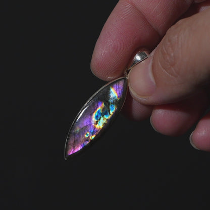 Purple Labradorite Pendant 1 3/4" (.925 Sterling Silver)