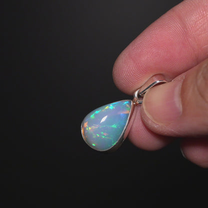 Premium Ethiopian Water Opal Pendant 1 1/8" (.925 Sterling Silver)