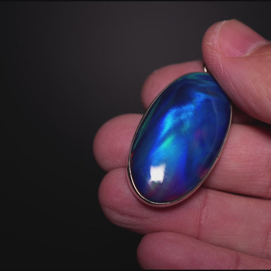 Aurora Opal Pendant 1 3/4" (.925 Sterling Silver)