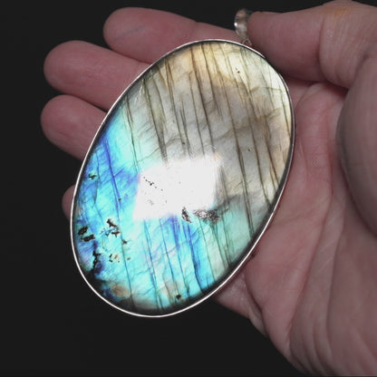 Gigantic Premium Spectrolite Pendant 3 3/4" (.925 Sterling Silver) PD52325