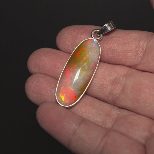 16.15ct Ethiopian Opal Pendant 1 3/4" (.925 Sterling Silver)