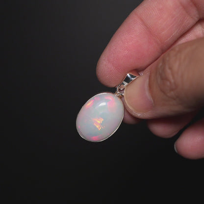 Premium Ethiopian Opal Pendant 1 1/8" (.925 Sterling Silver)