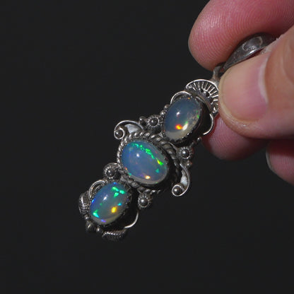 Large Southwestern Style Ethiopian Opal Pendant 2" (.925 Sterling Silver)