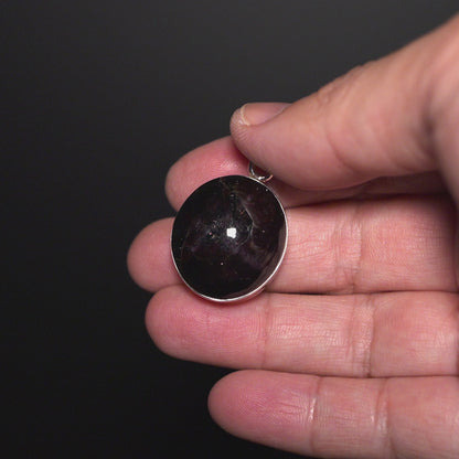 Premium Star Garnet Pendant 1 1/2" (.925 Sterling Silver)
