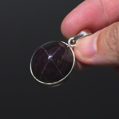 Star Garnet Pendant 1 1/2" (.925 Sterling Silver)