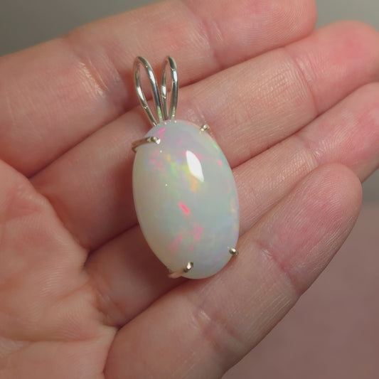 24.35ct Huge Premium Ethiopian Opal Pendant 1 1/2" (.925 Sterling Silver)