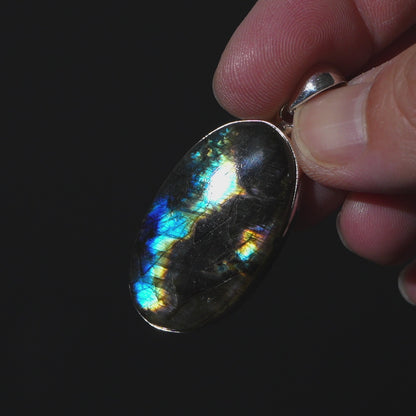Spectrolite  Pendant 1 7/8" (.925 Sterling Silver)