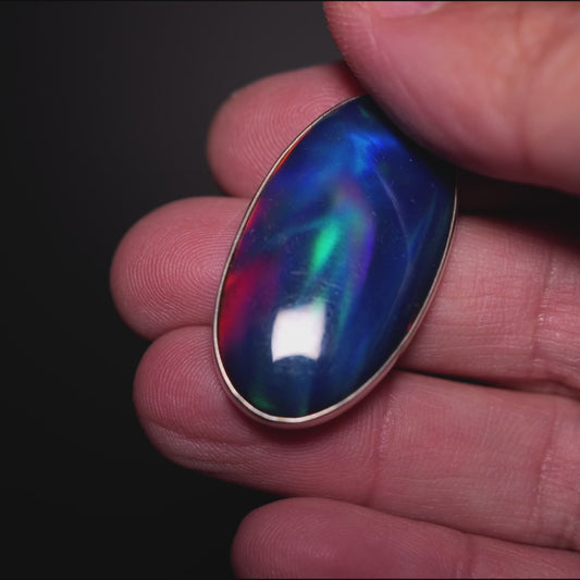 Aurora Opal Pendant 1 7/8" (.925 Sterling Silver)