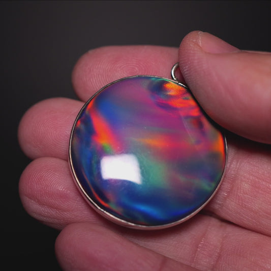 Aurora Opal Pendant 1 3/4" (.925 Sterling Silver)
