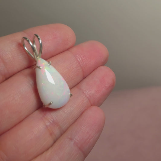 9.25ct Premium Ethiopian Opal Pendant 1 1/4" (.925 Sterling Silver)