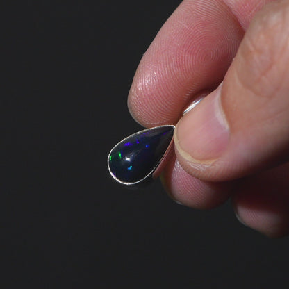Black Ethiopian Opal Pendant 7/8" (.925 Sterling Silver)
