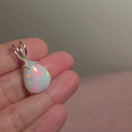 8.2ct Premium Ethiopian Opal Pendant 1" (.925 Sterling Silver)