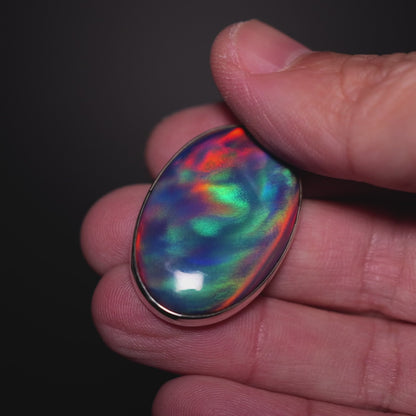 Aurora Opal Pendant 1 3/4" (.925 Sterling Silver)