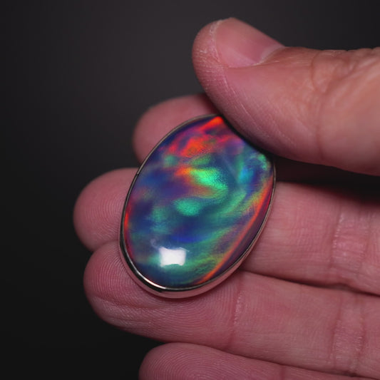 Aurora Opal Pendant 1 3/4" (.925 Sterling Silver)
