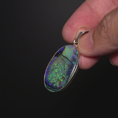 Premium Monarch Opal Pendant 1 3/4" (.925 Sterling Silver)