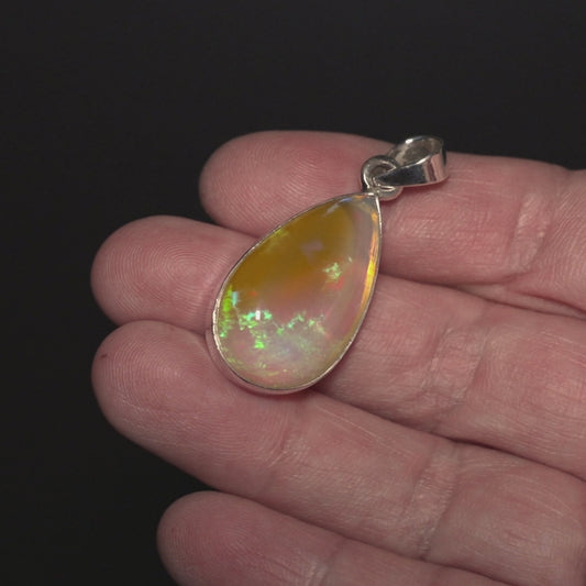19.2ct Ethiopian Opal Pendant 1 1/2" (.925 Sterling Silver)