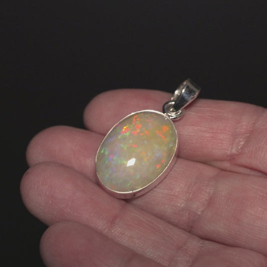 14.35ct Ethiopian Opal Pendant 1 1/2" (.925 Sterling Silver)