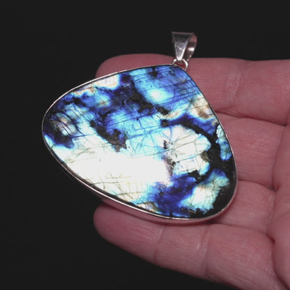 Gigantic Premium Spectrolite Pendant 2 3/8" (.925 Sterling Silver) PD52318