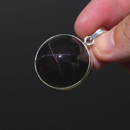 Star Garnet Pendant 1 1/2" (.925 Sterling Silver)